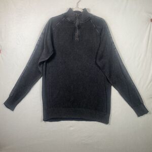 BKE Men’s XL 1/4 Zip Sweater Gray Ribbed Knit Ramie Cotton Blend Style SYP9-222T
